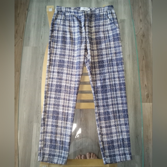 Minimum Navy and White Plaid Women's Trousers - Picture 3 of 4